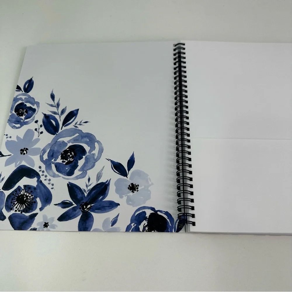 Steel Mill & Co. Blue, White Floral Spiral College Rule Hardcover Notebook